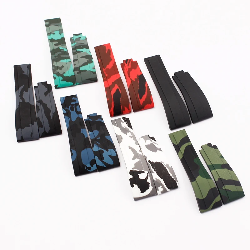 watch accessories Camo  nature silicone Rubber Watchband watch band For Role strap Daytona Submariner GMT OYSTERFLEX Bracelet