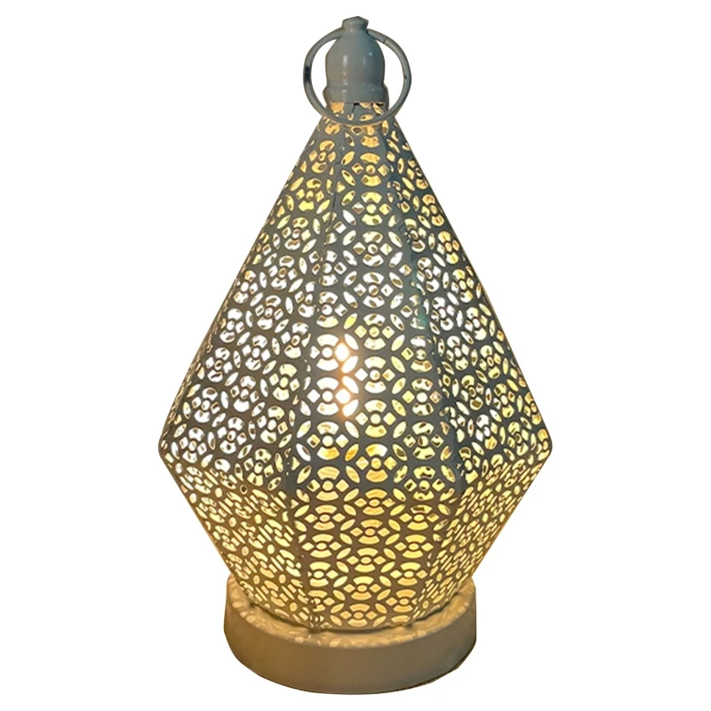 

D0AD Retro Lantern Moroccan Style Wrought Iron Night Lamp Landscape Lights for Home Bedroom Living Room Decoration Romantic