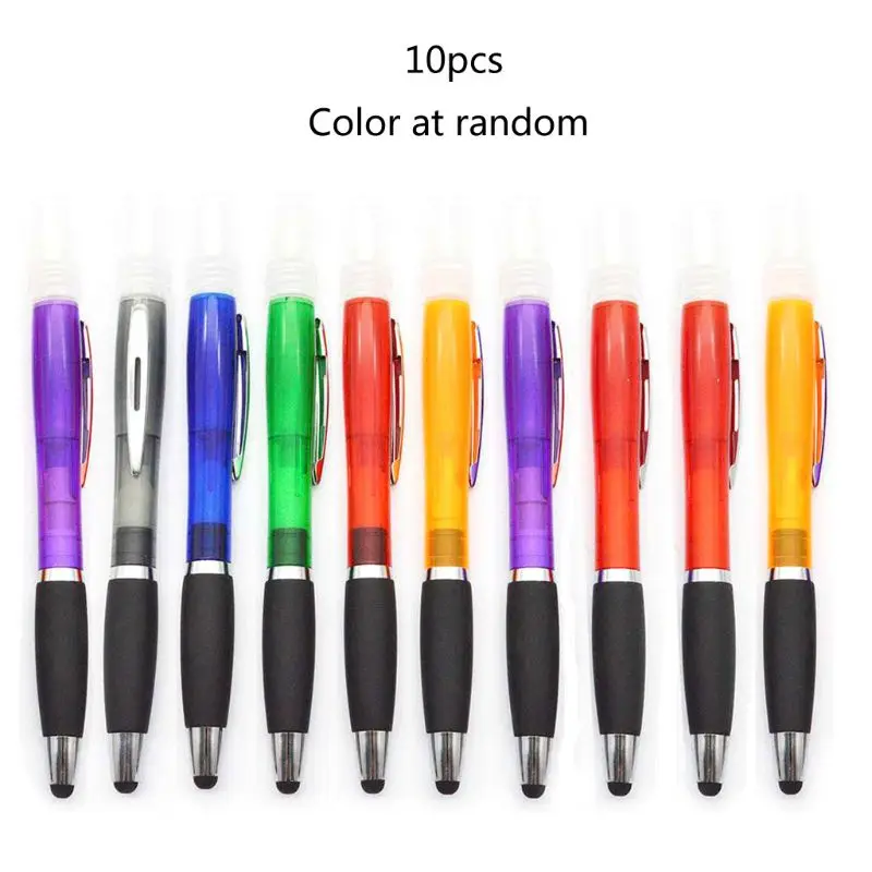 

： 10Pcs Functional Ballpoint Pens Sanitizing Designed Retractable Ballpoint Pens Refillable Office Supplies