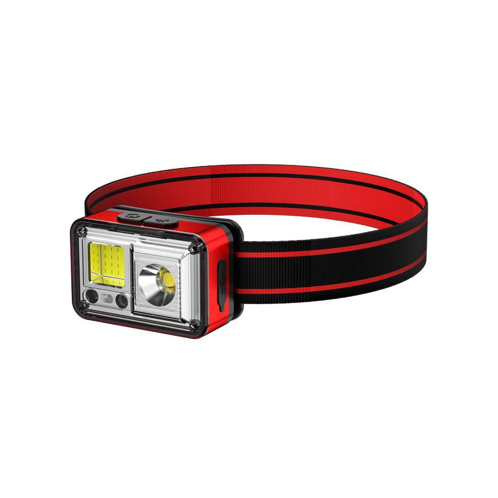 

Headlight Type-C Bright Outdoor Adjustable Rechargeable Sensor Flashlight Waterproof Torch Work Camping Fishing Red