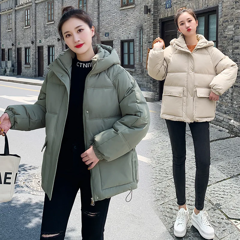 GRELLER New Winter Women Short Parkas Jackets Casual Thick Warm Hooded Coat Female Winter Outwear Basic Female Jacket Parkas