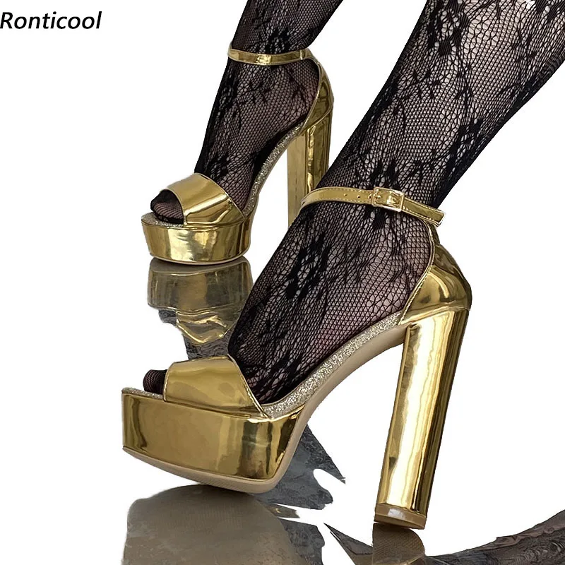 Ronticool/женские босоножки на платформе с ремешком щиколотке из лакированной кожи