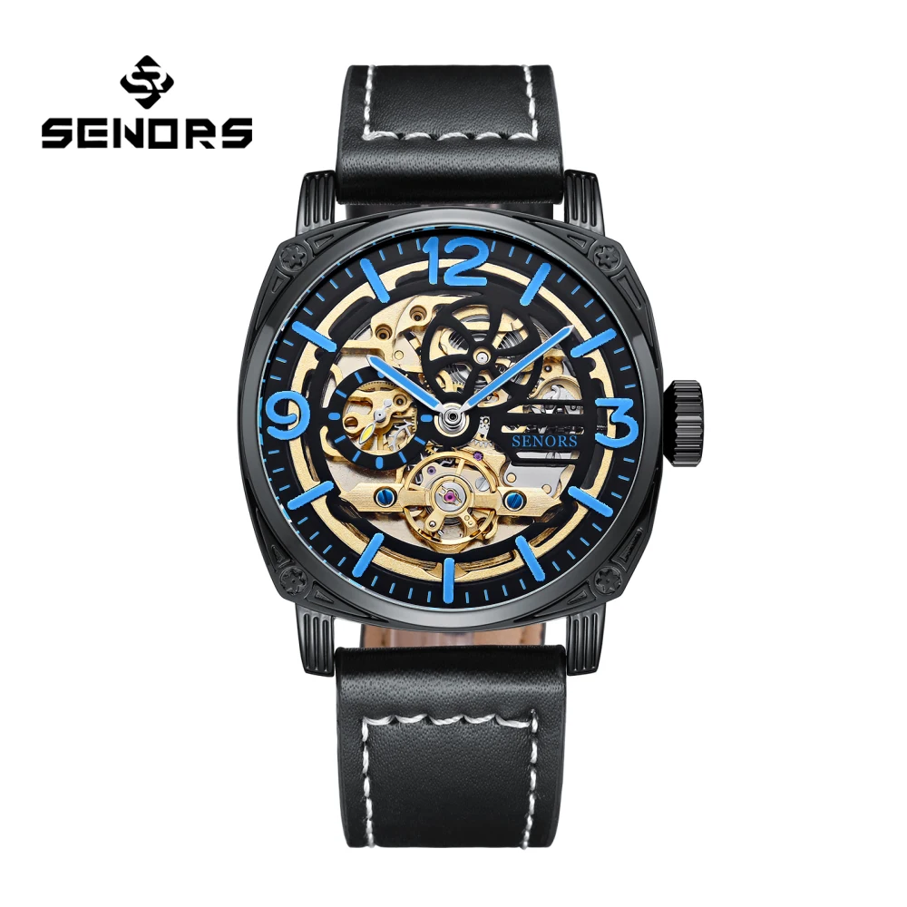 New fashion casual men's mechanical watch Sun and moon star tourbillon hollow men's watch real belt table