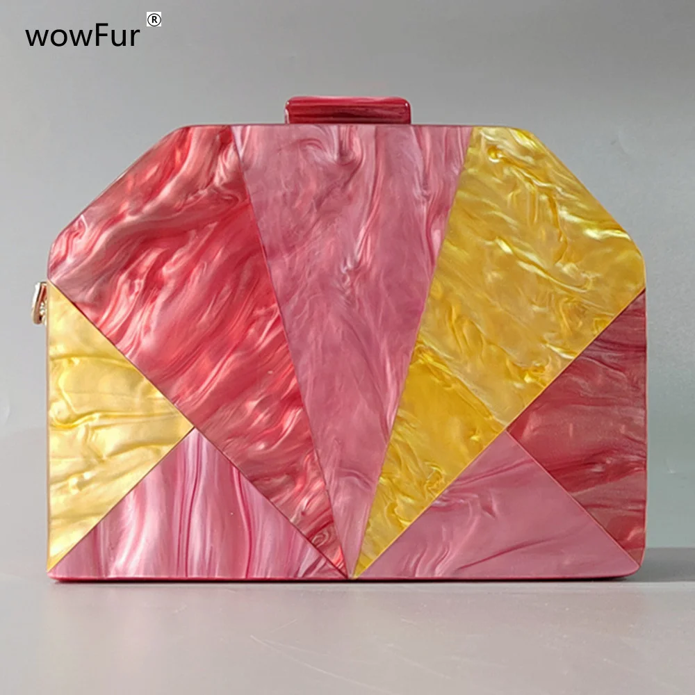 

Дизайнерский клатч ручной работы в стиле пэчворк, кошелек, банкетные сумки, новая сумка-мессенджер, Женская акриловая вечерняя сумка разных цветов