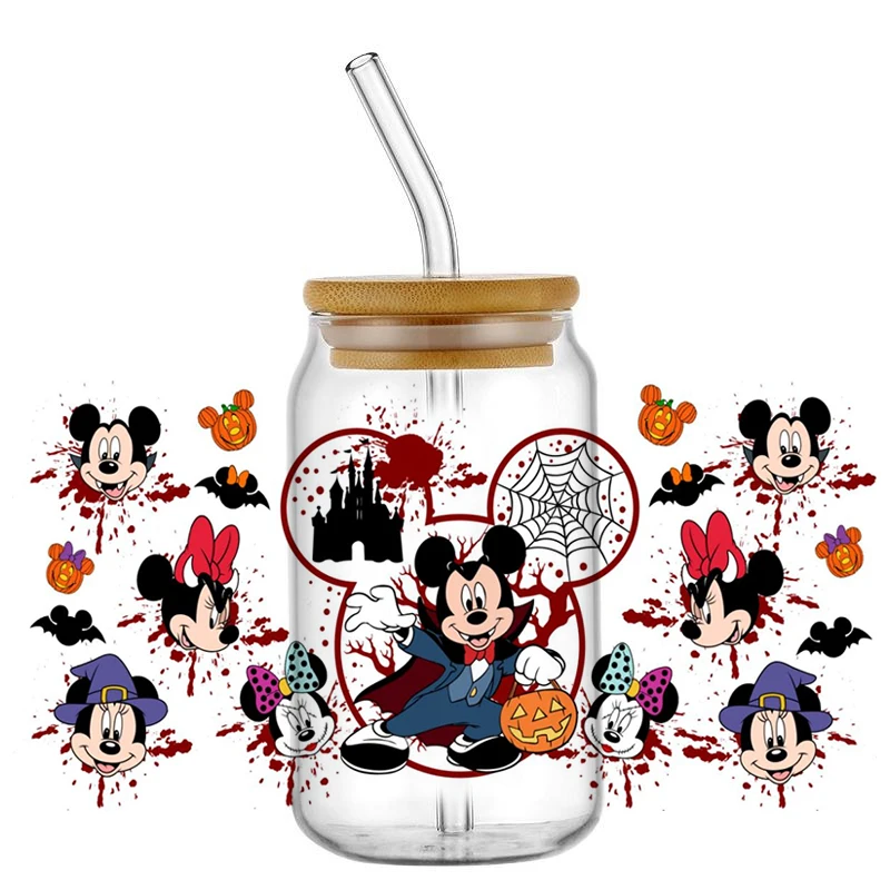 Miniso Хэллоуин день серия Милая Ститч мультфильм УФ DTF чашка обертка для 16 унций Libbey