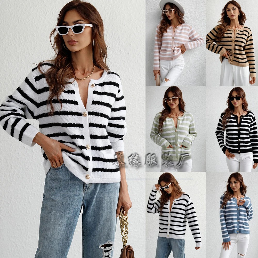 

Cardigan Crop Top Sweater New Women's Knit Sweater Cardigan Autumn and Winter Round Neck Short Wool Women's Jacket Keep Warm