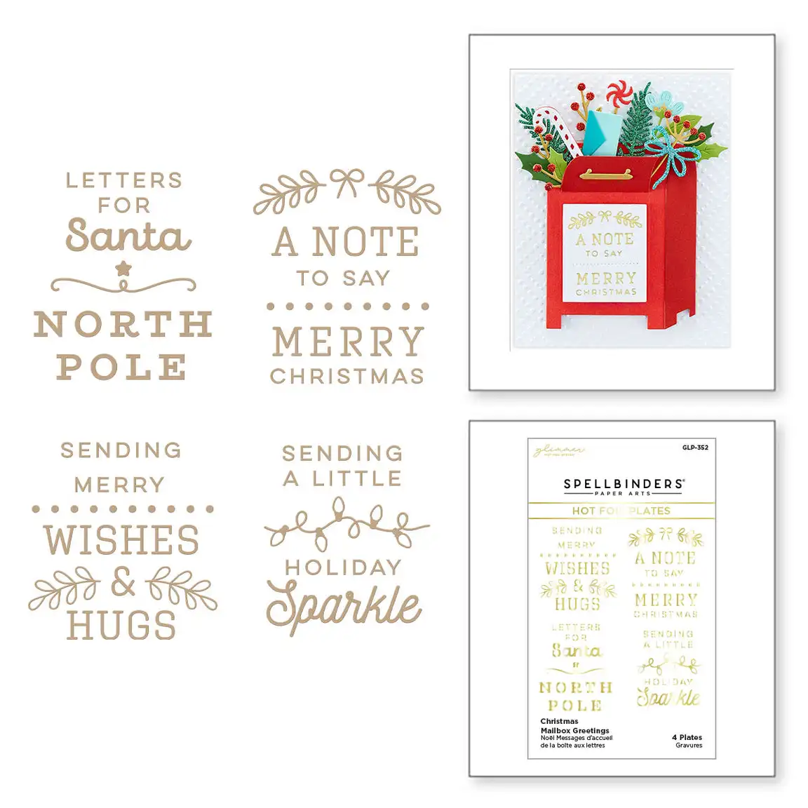 

Christmas Mailbox Greetings Glimmer Hot Foil Plate for Scrapbooking Stamps Photo Album Decor Embossing Cut Dies Diy Paper Cards