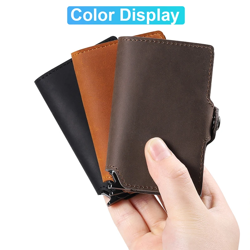 Genuine Leather Card Holder Men Wallet Slim Thin Magsafe Walket Rfid for Men Cartera Hombre Carteira Masculina Business Case