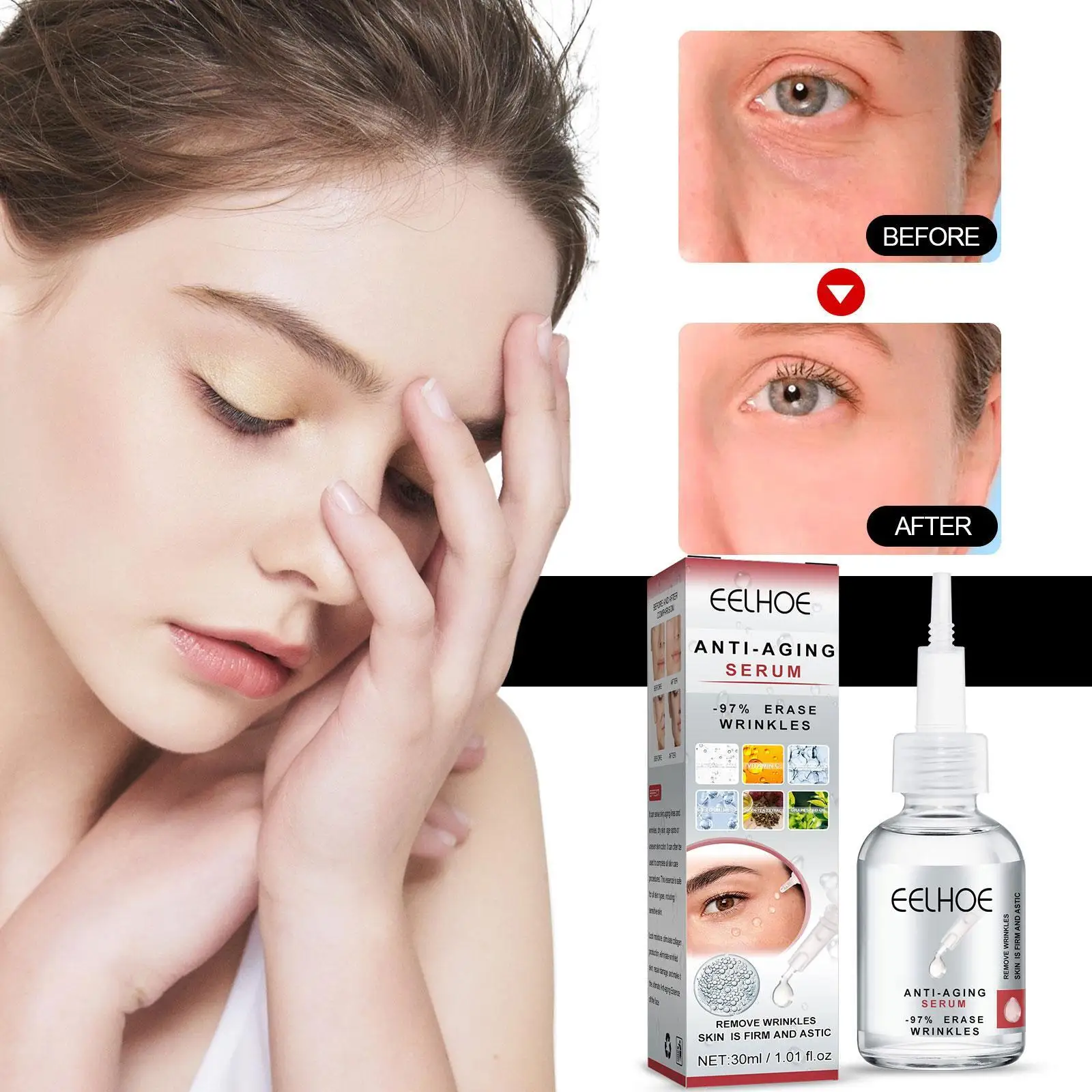 

Facial Serum Hyaluronic Acid Shrink Pores Essence Liquid Moisturizing Oil Control Anti-Wrinkle Lighten Skin Care Smooth