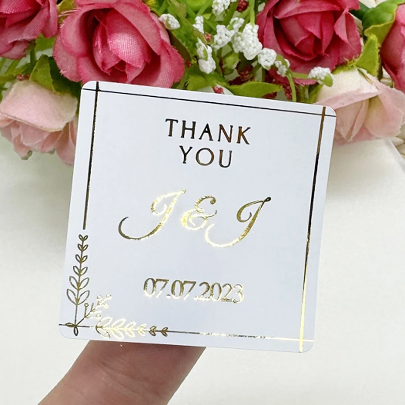 Персонализированные блестящие золотые наклейки из настоящей фольги этикетки с