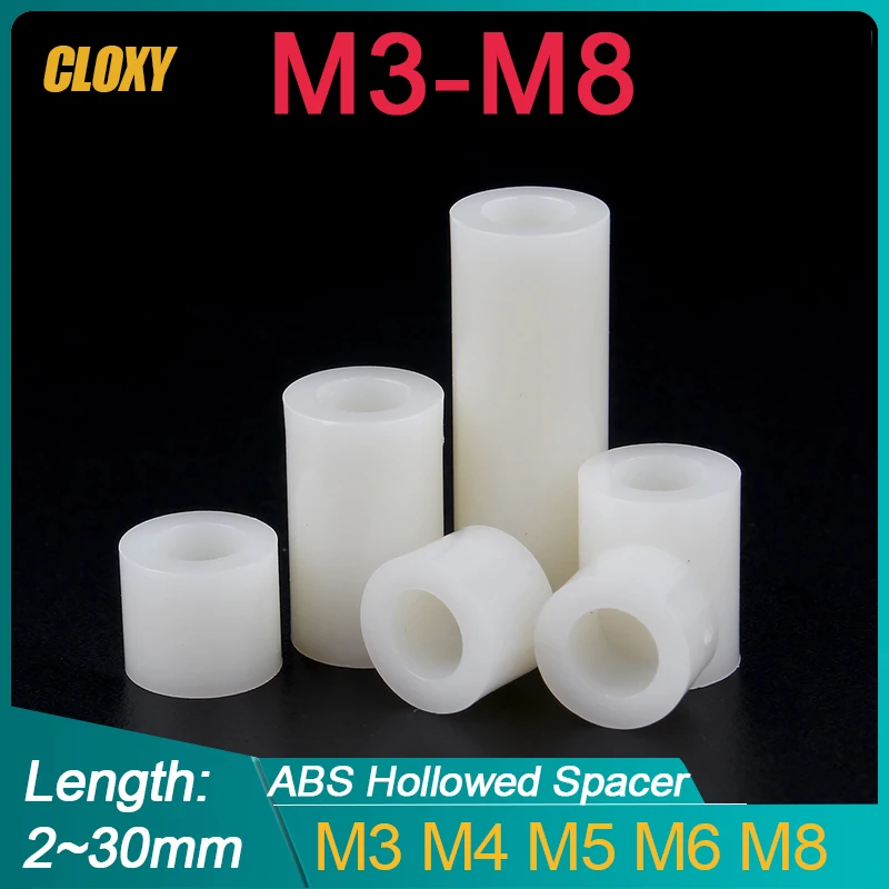 

CLOXY Белые круглые полые шайбы из АБС 20/50 шт. M3 M4 M5 M6 M8