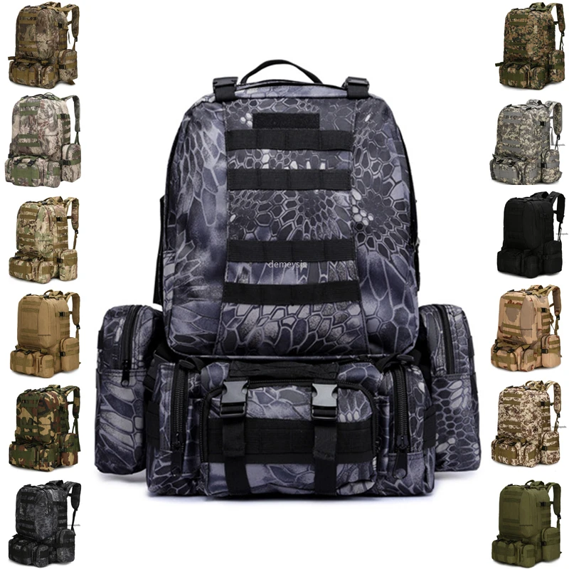 

50L Large Capacity Man Army Tactical Backpacks Military Assault Bags Outdoor 3P EDC Molle Pack for Trekking Camping Hunting Bag