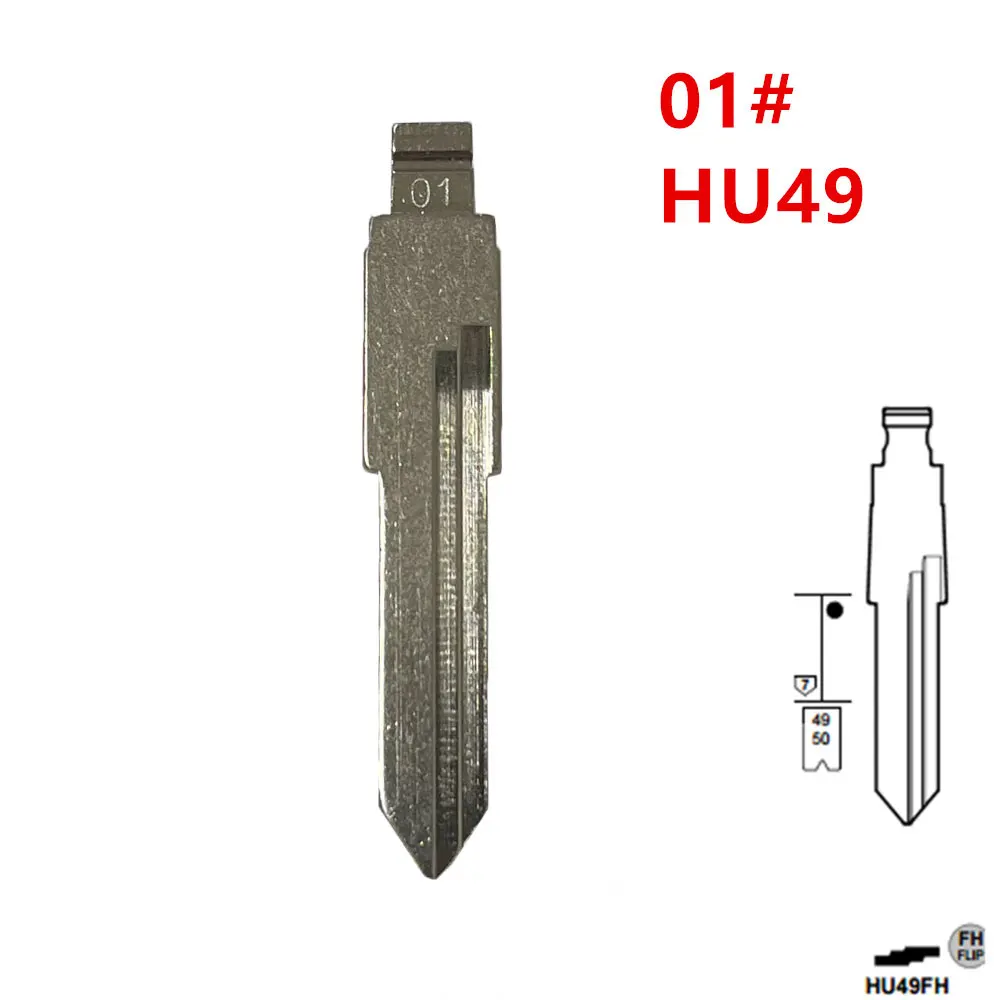 

10pcs 01# HU49 Key Blank Uncut Flip Metal Car Key Blade for VW Jetta Santana for KD Keydiy Xhorse VVDI Remotes Universal No.01