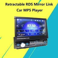 1 din 7 inch retractable car radio rds mirror link mp5 video player hands free am fm usb tf aux head unit t100