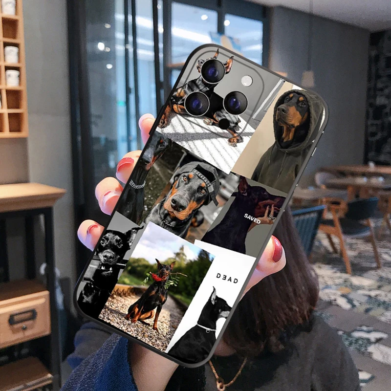 Черный чехол Doberman с изображением животных собаки для iPhone 11 12 13 Pro Max X XS XR 7 8 Plus 6S 13Mini