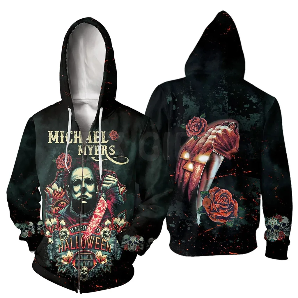

Welcome to Halloween Michael Myers 3D Printed Zipper Hoodies Unisex Jacket Fashion Hoodie Casual Street Tracksuit