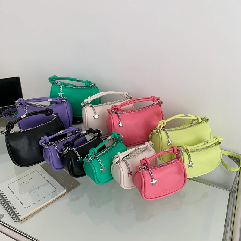 Half Moon Women's Bag 2022 Trend PU Leather Crossbody Shoulder Bag Solid Luxury Designer Handbag Rope Handle Tote Shoppers Bags