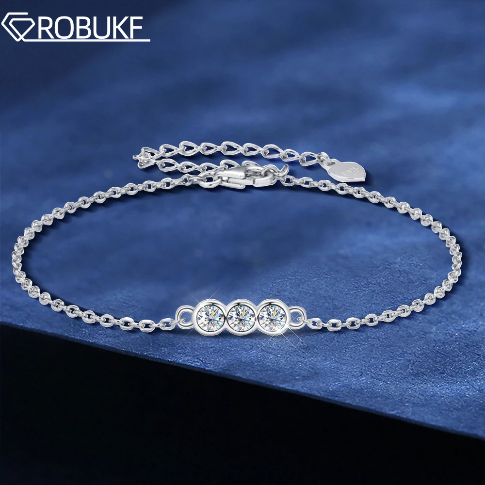 

925 Sterling Silver Bracelet for Women D Color 3mm Sparkling Moissanite Diamond Bracelets Party Wedding Fine Jewelry Adjustable