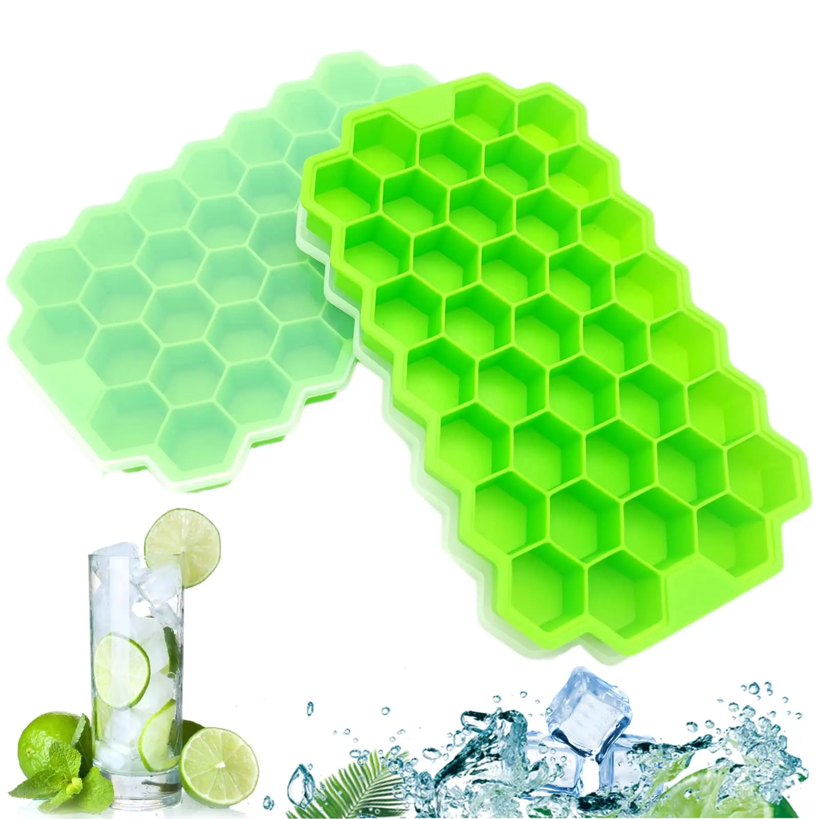 

Ice Cube Mold Honeycomb Trays Reusable Silicone Ice cube Mold Silicone Food Grade Ice Maker with Lids for Summer Juice Wine