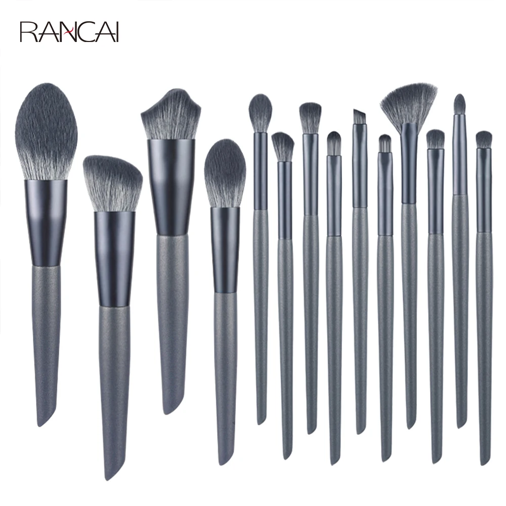

RANCAI Cosmetic Makeup Brushes Tool Set 14 Pcs Blue Foundation Big Powder Blush Eyeshadow Eyebrow Brush Make Up Tools Kit