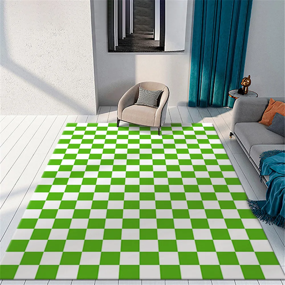 

CLOOCL Color Checkerboard Plaid Carpet For Living Room Bedroom Rug Flannel Anti-skid Indoor Door Mats Kitchen Mat For Floor