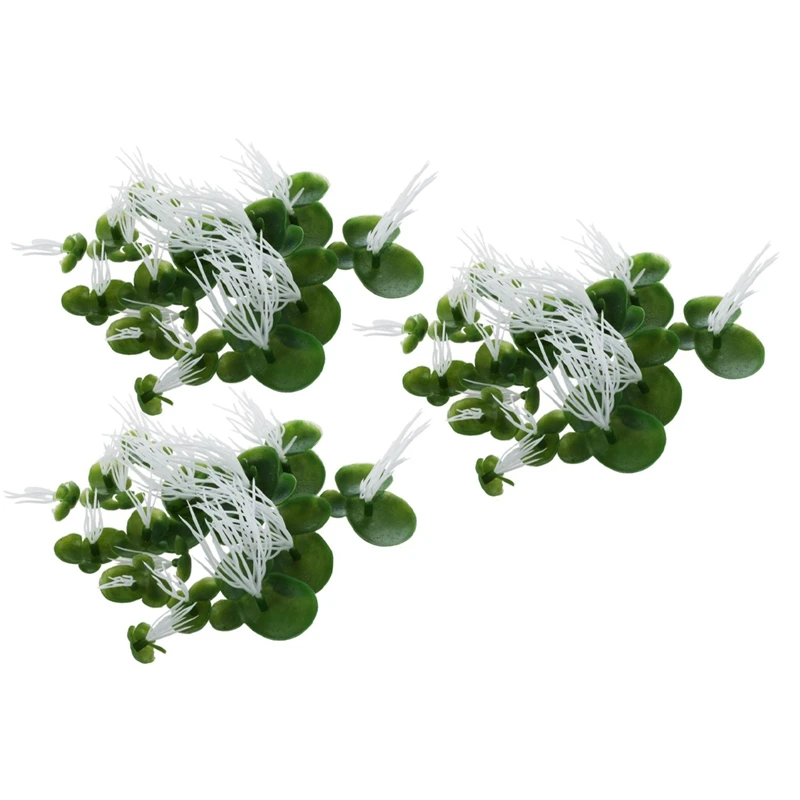 

3X Aquarium Artificial Duckweed Floating Plastic Green White Plant