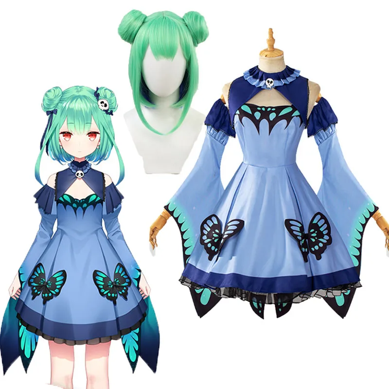 

Костюм для ролевых игр Vtuber Hololive, косплей-костюм запуха рушихи, синее платье, юбка, короткая юбка, женский костюм