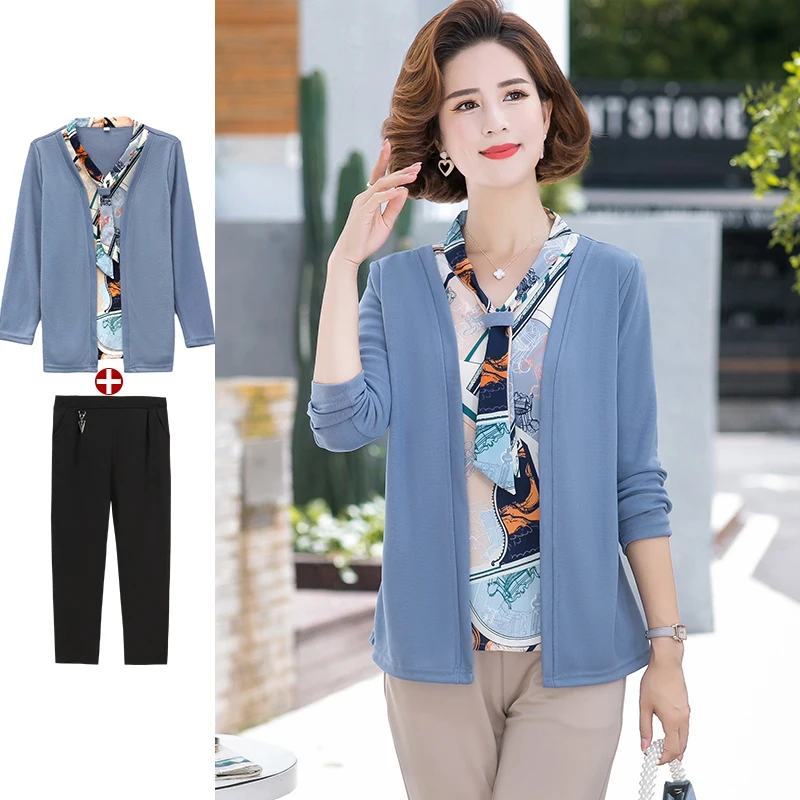 

Fashion Woman Blouse 2023 Stripe Long-Sleeved Shirt & Blouse 40-50-Year-Old Middle-Aged Mother Pullover Shirts And Blouses