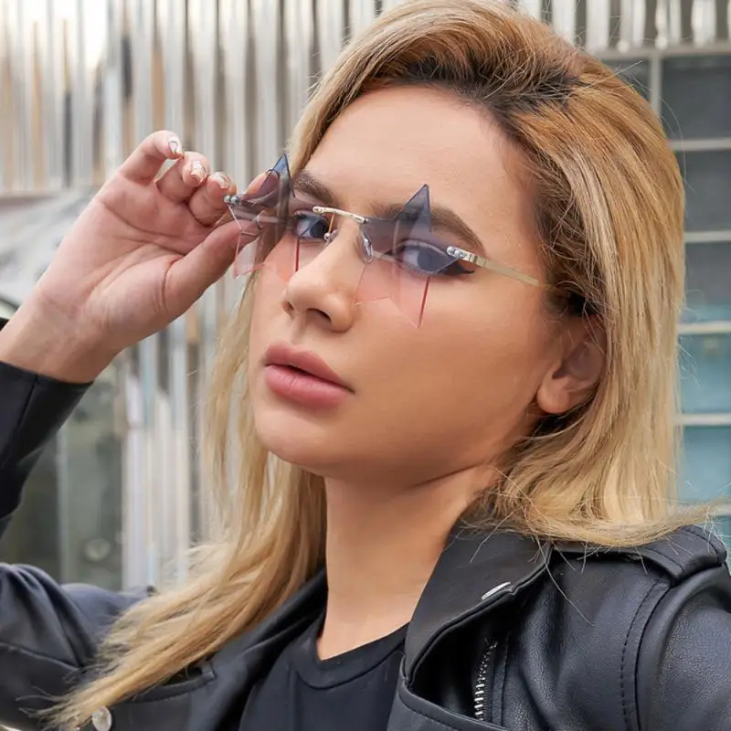 

Rimless Star Shape Sunglasses Trendy Sun Glasses Party Glasses Funny Pentagram Eyewear Christmas Decoration Eyeglasses