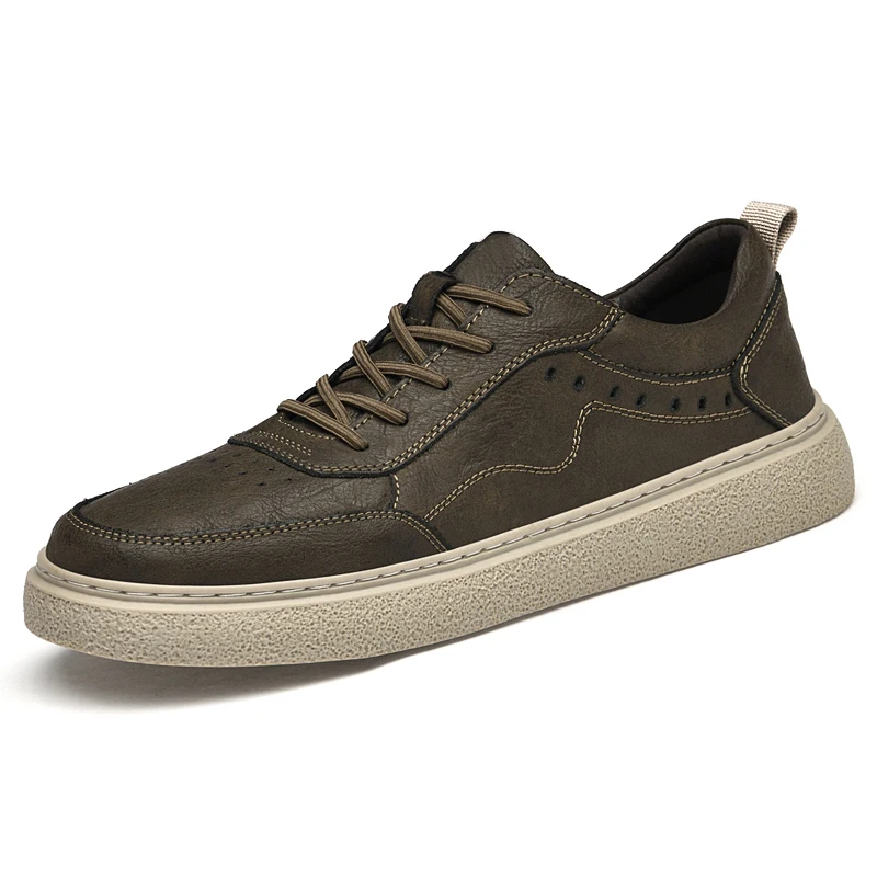 

Men Sneakers Cow Leather Shoes for Men 2023 New Casual Vulcanized Shoes Outdoor Fashion Men Genuine Leather Walking Shoes
