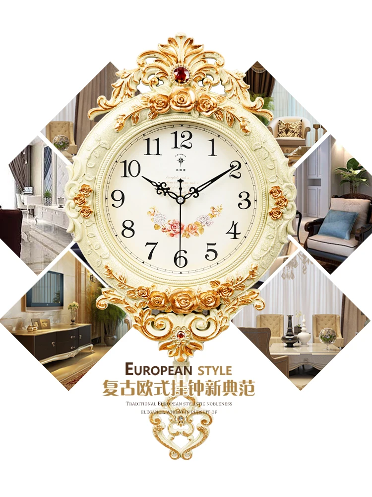 

Large Wall Clock Vintage Pendulum Clocks Wall Watch Mechanism 3d luxury Swing Silent Living Room Orologio Parete Decor