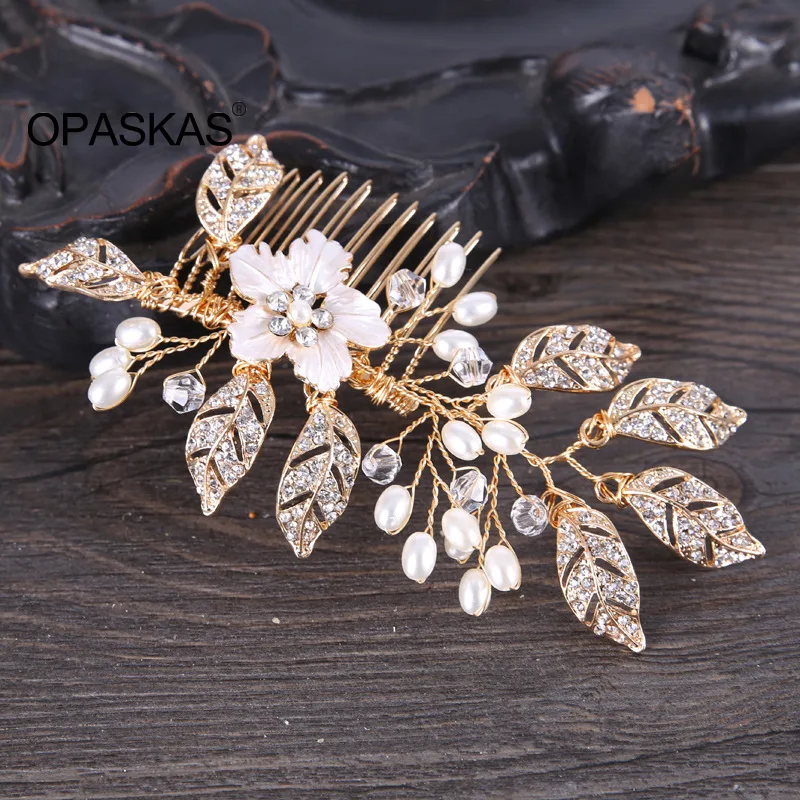 Женские гребни для волос модные заколки в форме цветка жемчуга Листьев модный