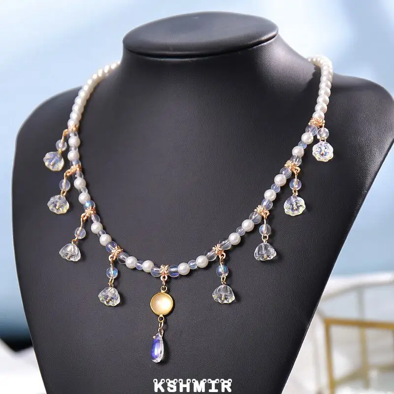 

Antique necklace lotus flower pearl Soft gem Ming Tan collar accessories collars Hanfu can go with fairy girl necklace