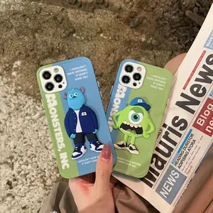 3d cute cartoon monster phone case for iphone 11 12 13 pro max xs max xr x phone cases stand shockproof soft tpu cover celular free global shipping
