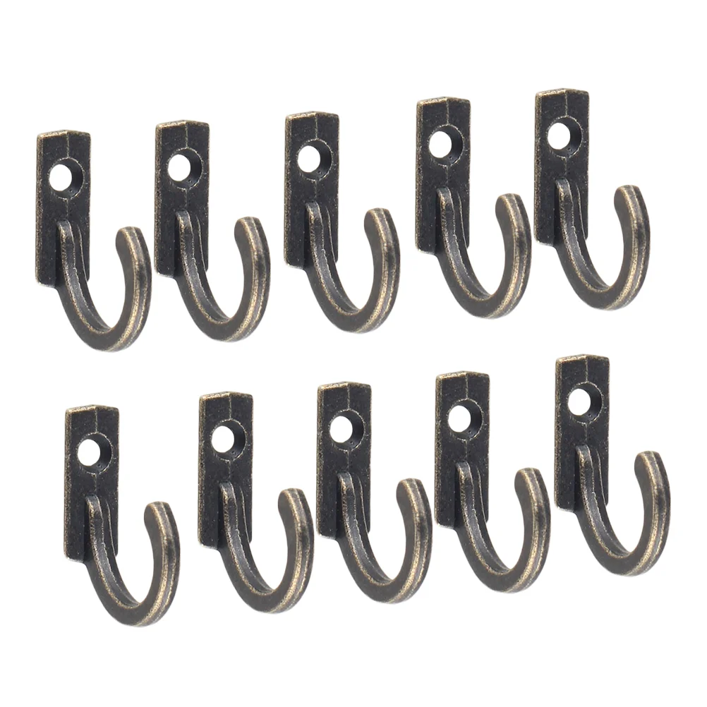 

10 PCS Rustic Coat Hooks Wall Mounted Retro Cloth Hanger Small Hat Single Prong Robe Individual Holder Towel for bathroom