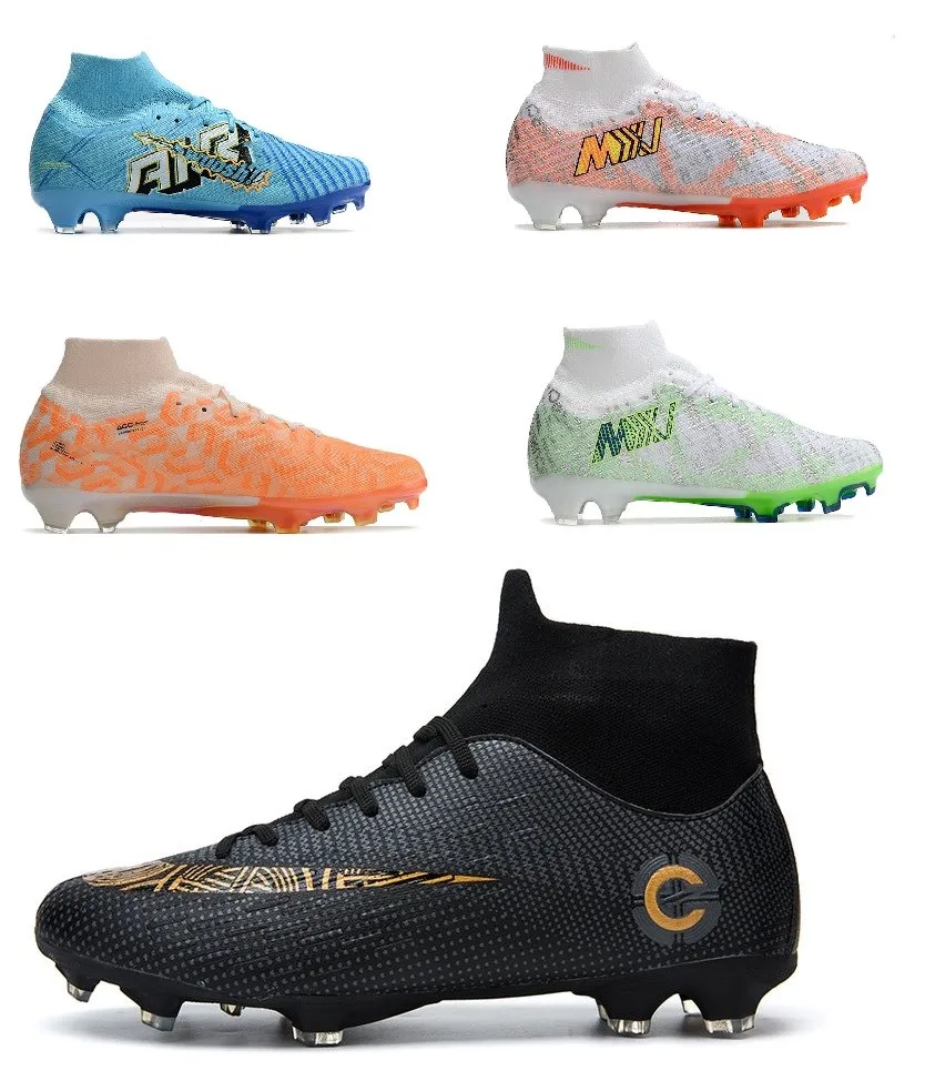 

2023 new Mens Boys Soccer Shoes Football Boots Trainers Leather Firm Ground Fg Cleats Outdoor shoes