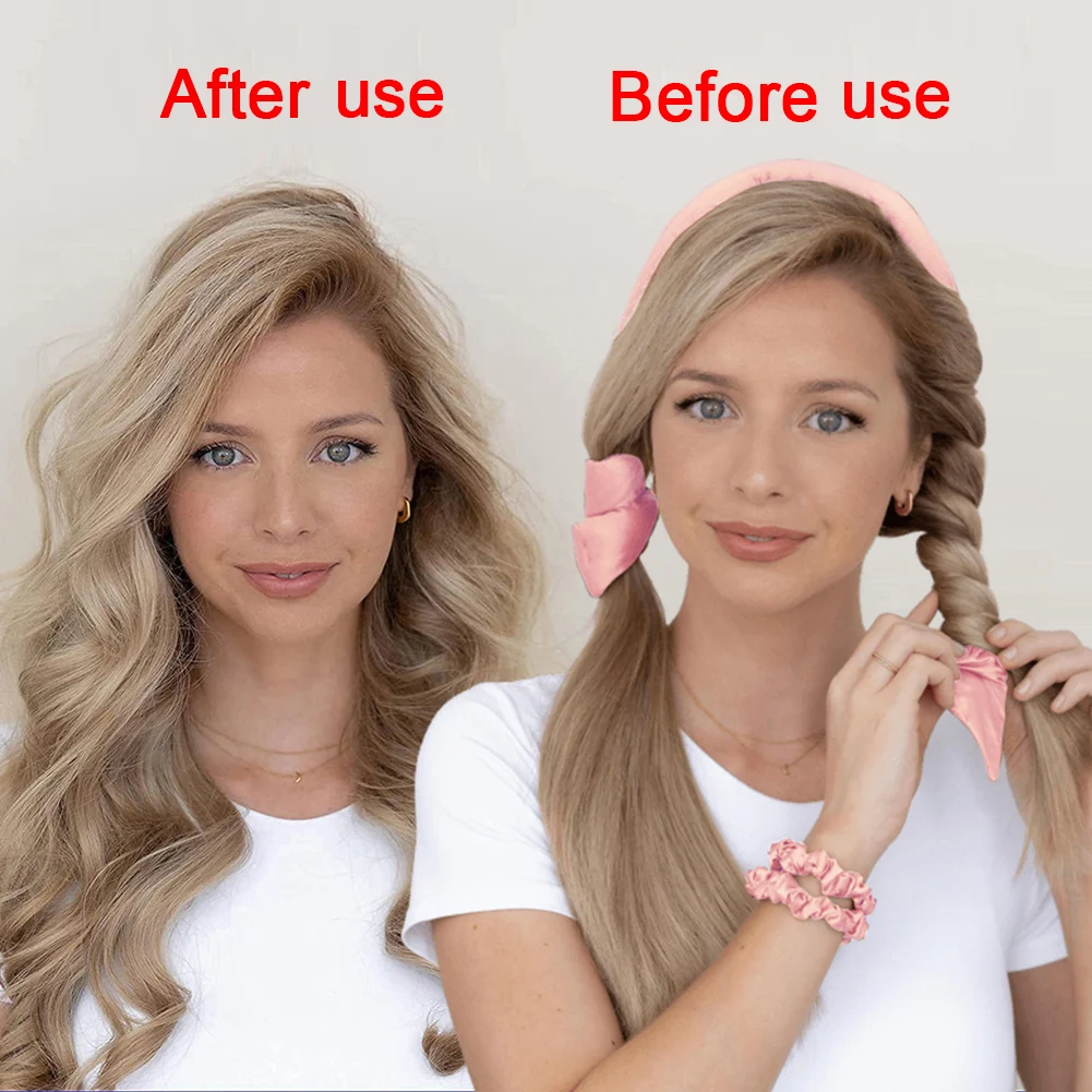

Heatless Curling Headband Curlers Sleep Overnight Creates Curls Waves No Heat Curling Ribbon Hair Rollers Satin For Women Girls
