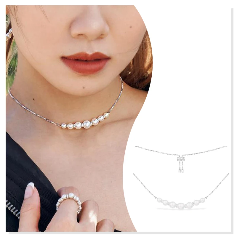 

925 Sterling Silver Zircon Necklace Pearl Clavicle Chain 2022 New Holiday Gift Original Classic Design Luxury High Quality