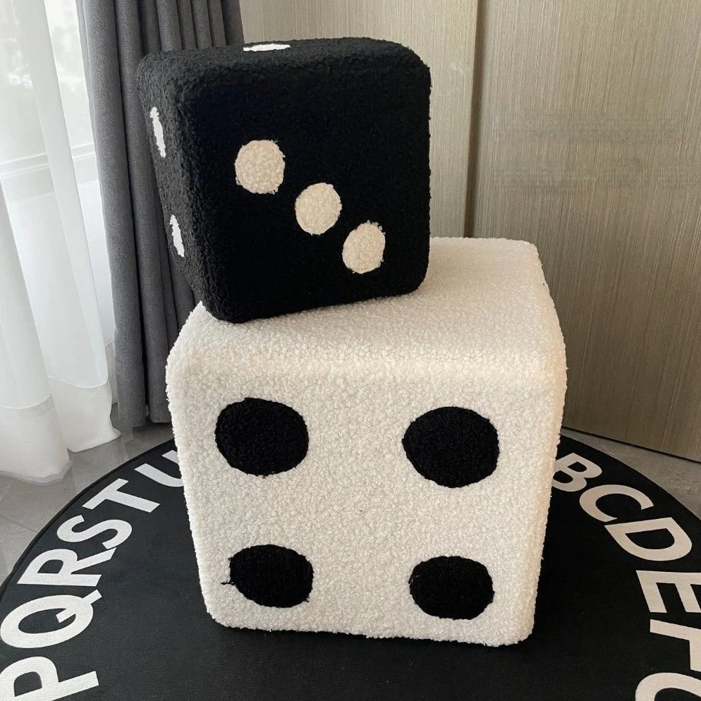 INS Kid Change Shoes Stool Velvet Dice Bedroom Decorative Stool Small Apartment Simple Leisure Stool Children's Furniture