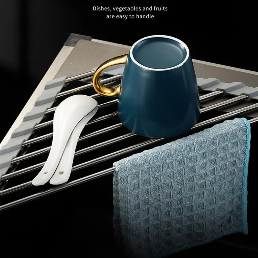 

Sink Draining Rack Useful Sturdy Triangle Kitchen Supplies Sink Sponge Holder Dish Drainer Organizer