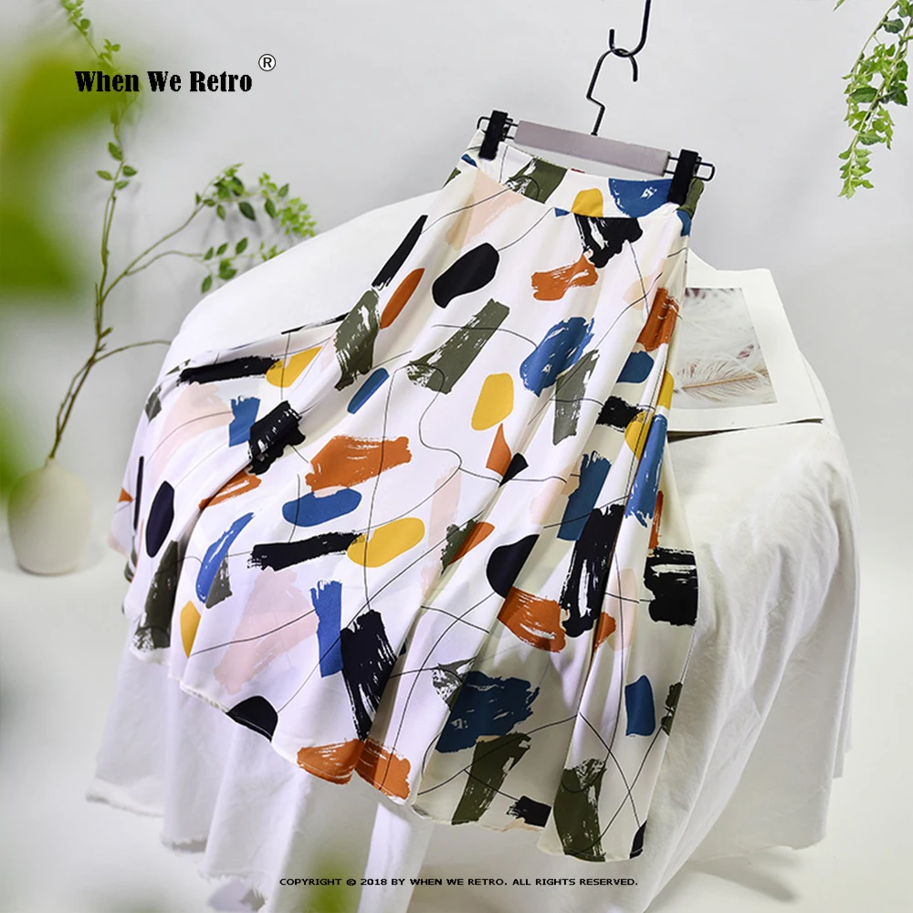 

Юбка-миди женская шифоновая плиссированная, Модная тонкая трапециевидная Макси-юбка с принтом трех узоров, в Корейском стиле, RS019, весна-лето