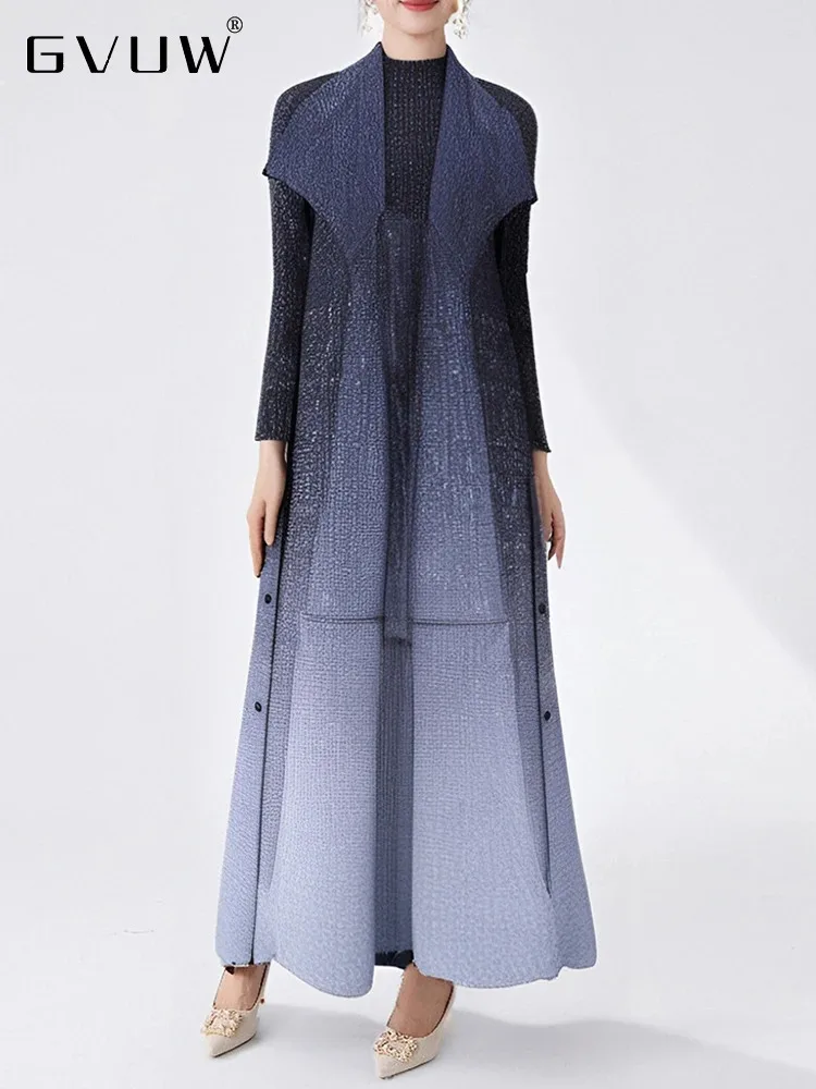 Женский Длинный свободный Тренч GVUW плиссированная ветровка с отложным