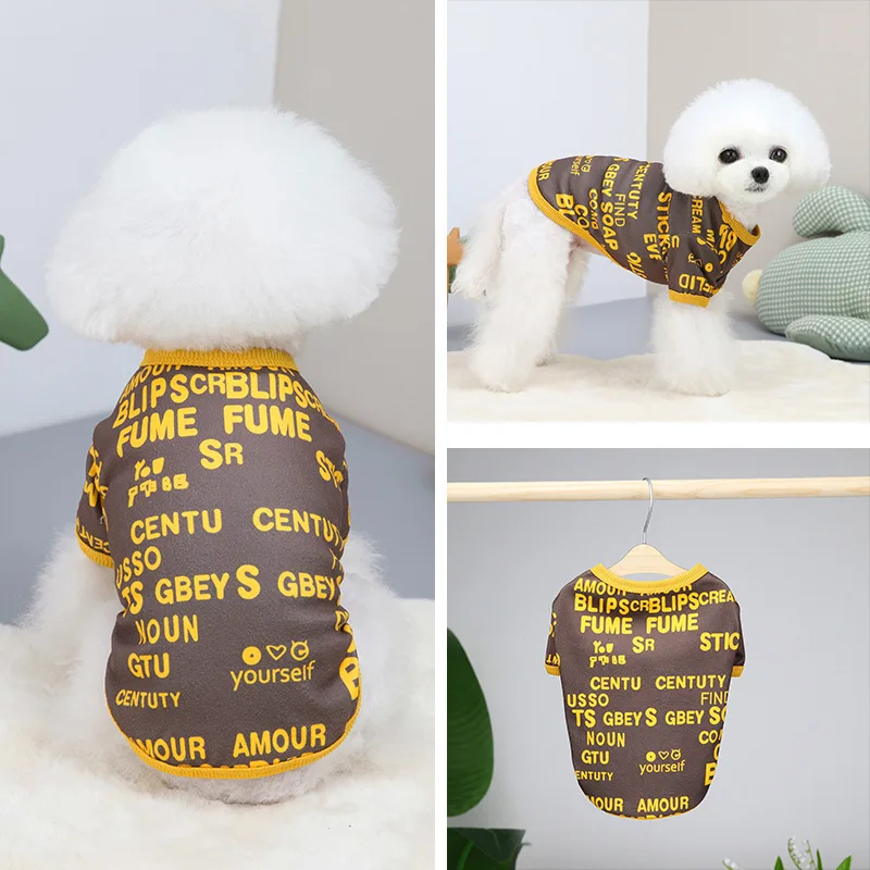 

2022 Pet Dog Clothing Spring Summer New Pet Round Collar T-shirt Puppy Breathable Thin Pet Leg Clothing Dog Clothes