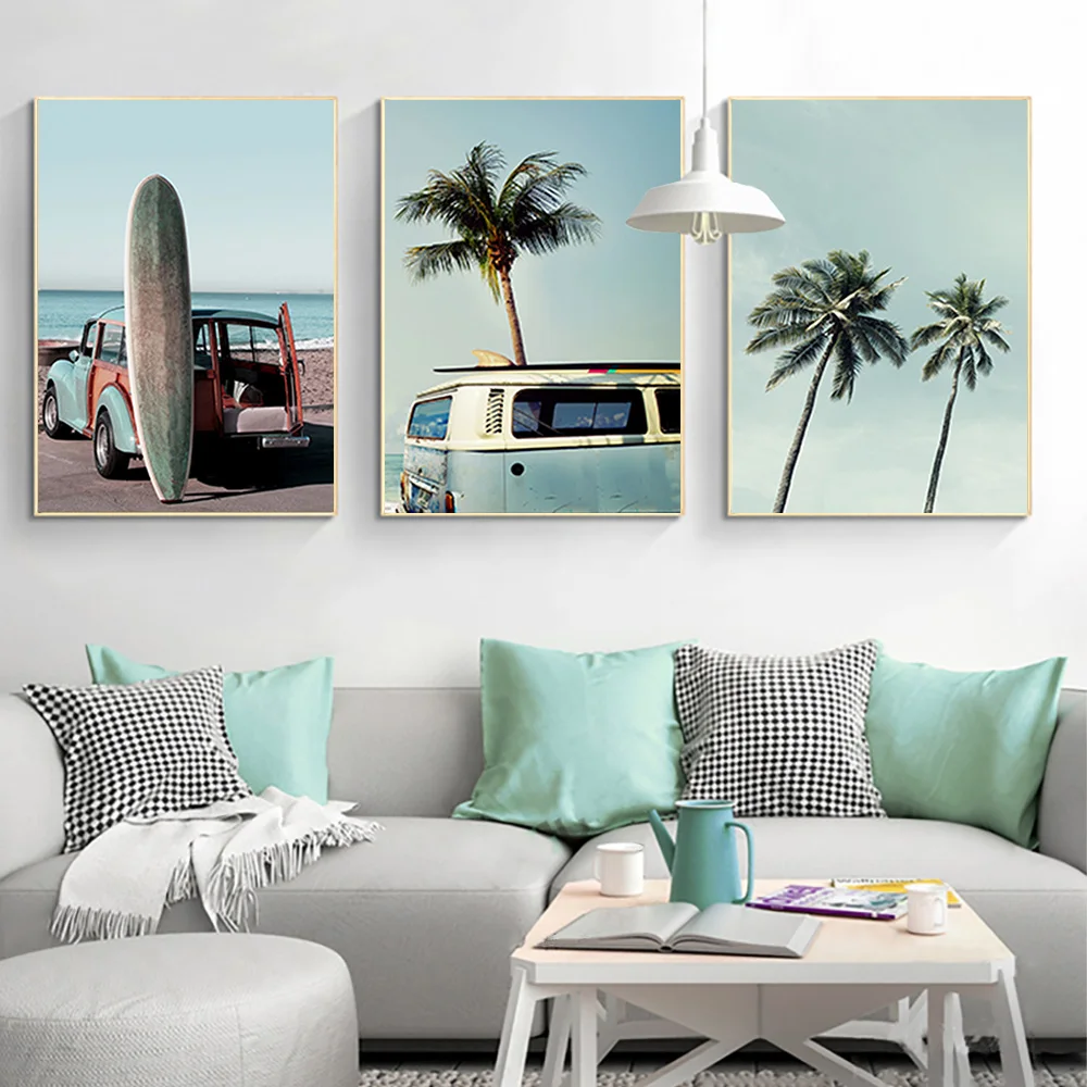 

Nordic landscape living room hanging painting seaside beach wall hanging painting living room dining room hanging painting