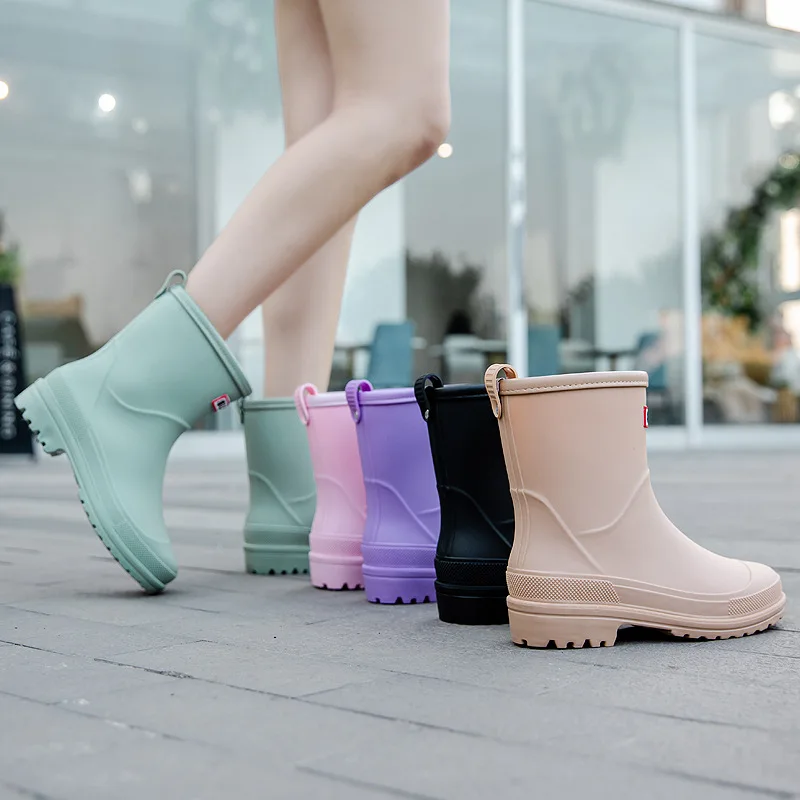 Water Boots Woman Rain Free Shipping Waterproof Ankle Rubber Boots Female Comfort Work Garden Galoshes Rain Shoes Sapato Chuva