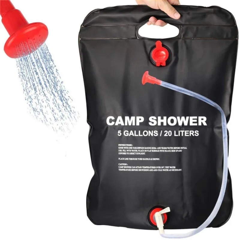 

20L Portable Shower Bag Solar Energy Heated Water Bag Outdoor Bathing Camping Hiking Bbq Water Storage Bag