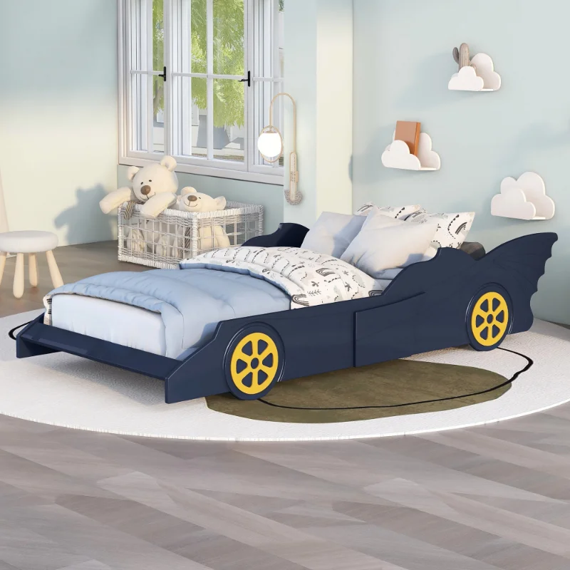 

[Flash Deal]Two Person Racing Platform Bed with Wheels Can Sleep Comfortably for Two People In Simple Style[US Stock]