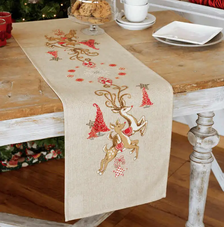 

Christmas Elk 93-29 Embroidery DIY 14CT Unprinted Arts Cross stitch kits Set Cross-Stitching Home Decor
