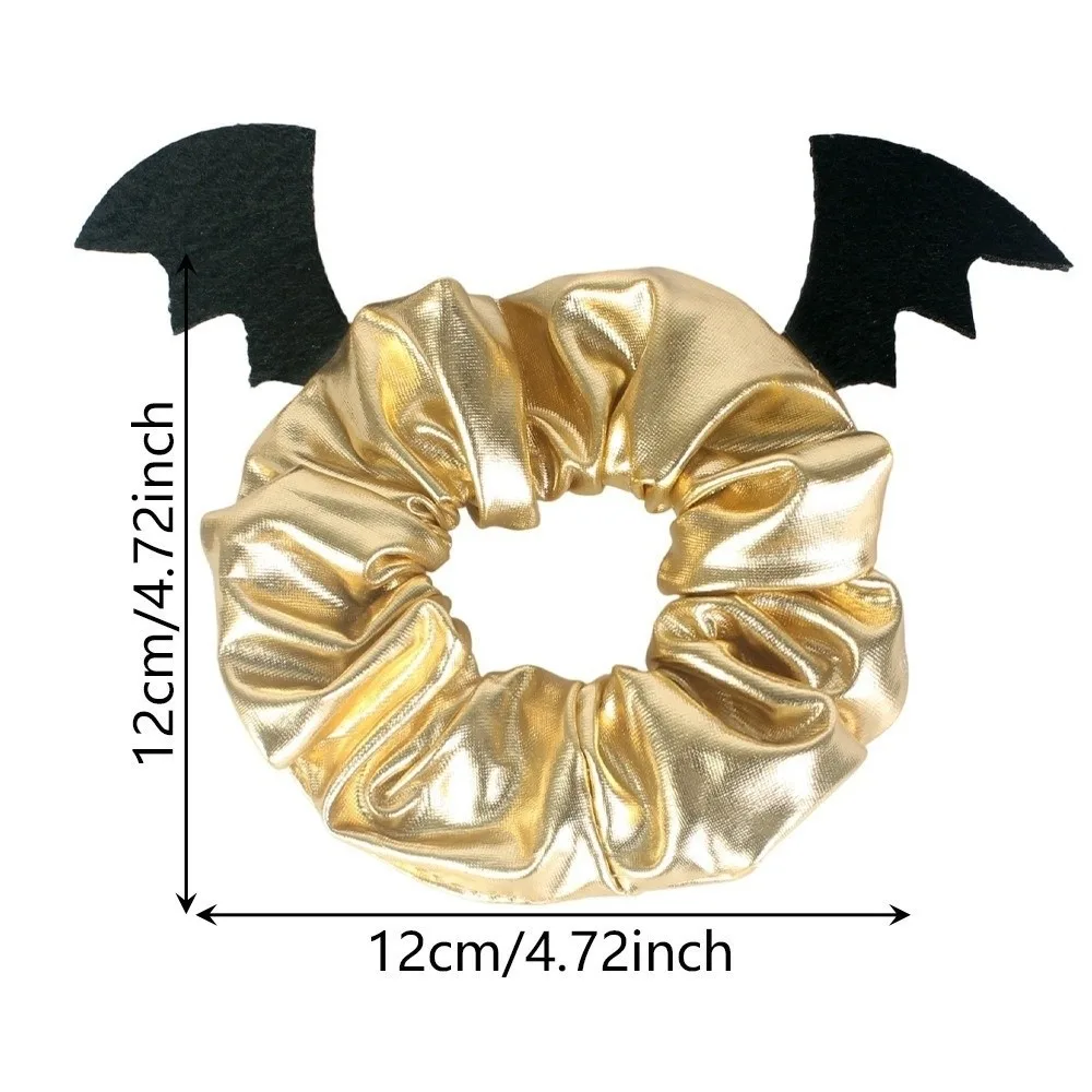 Фото Высокоэластичные резинки для волос на Хэллоуин: золотые/серебряные крылья летучей мыши, блестящие металлические легкие резинки для волос в виде паука №5