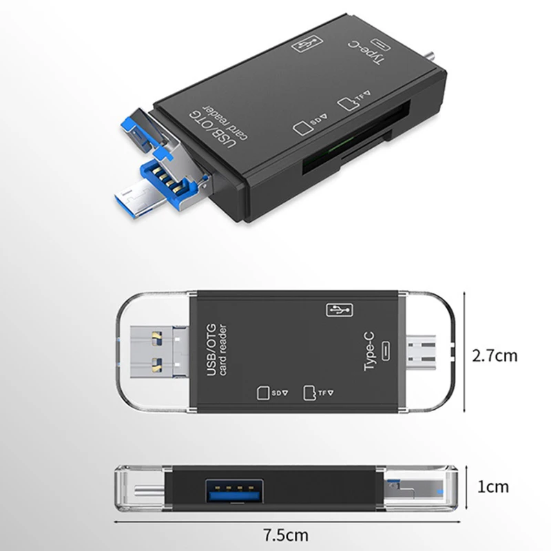 Многофункциональное устройство чтения карт памяти 6 в 1 OTG типа C Micro SD